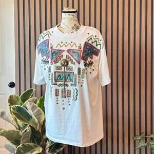 Vintage 90s KWBL Los Angeles T Shirt Single Stitch Hand Painted‎ Graphic Tee